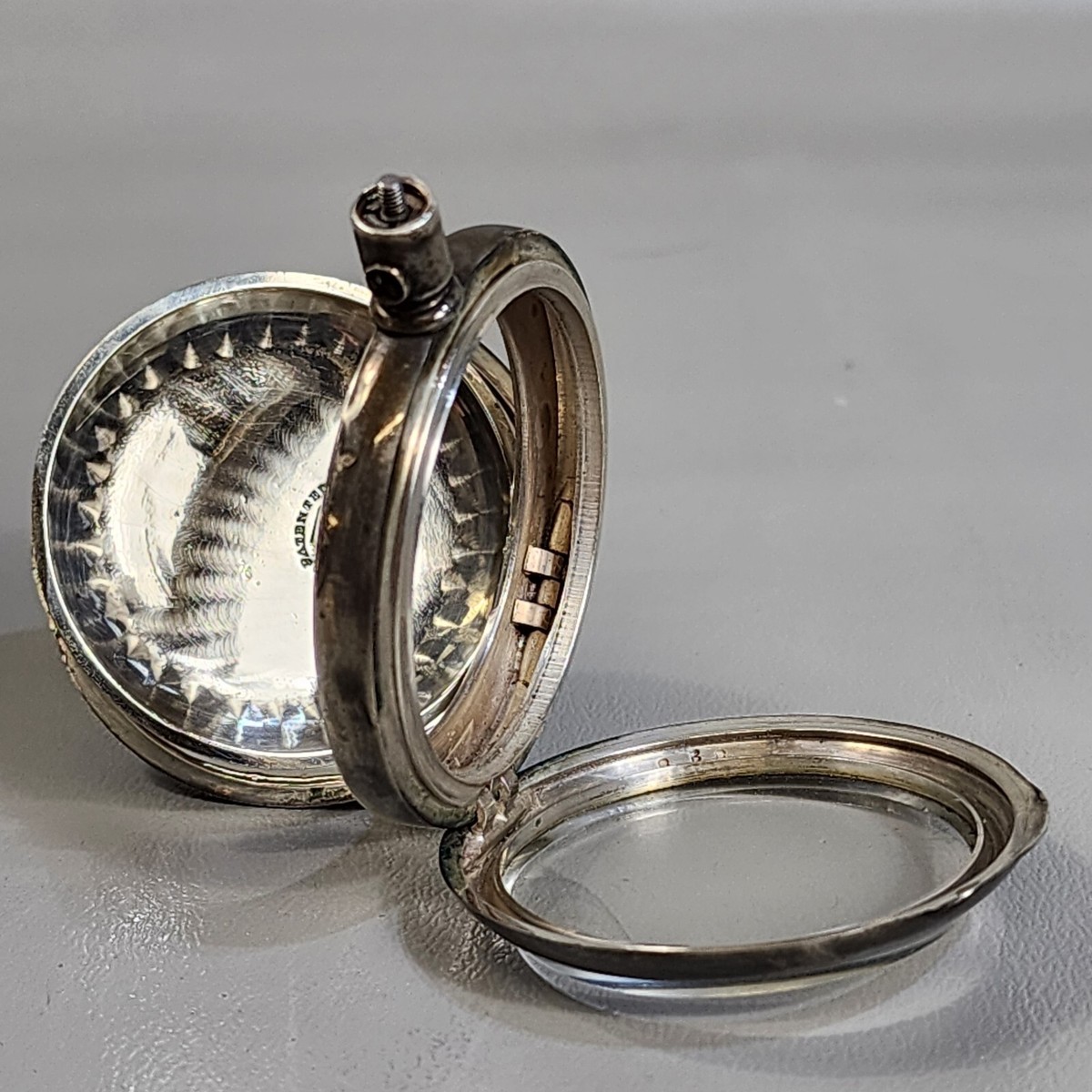 Antique Blauer Pocket Watch Case Coin Silver Invisible Joint