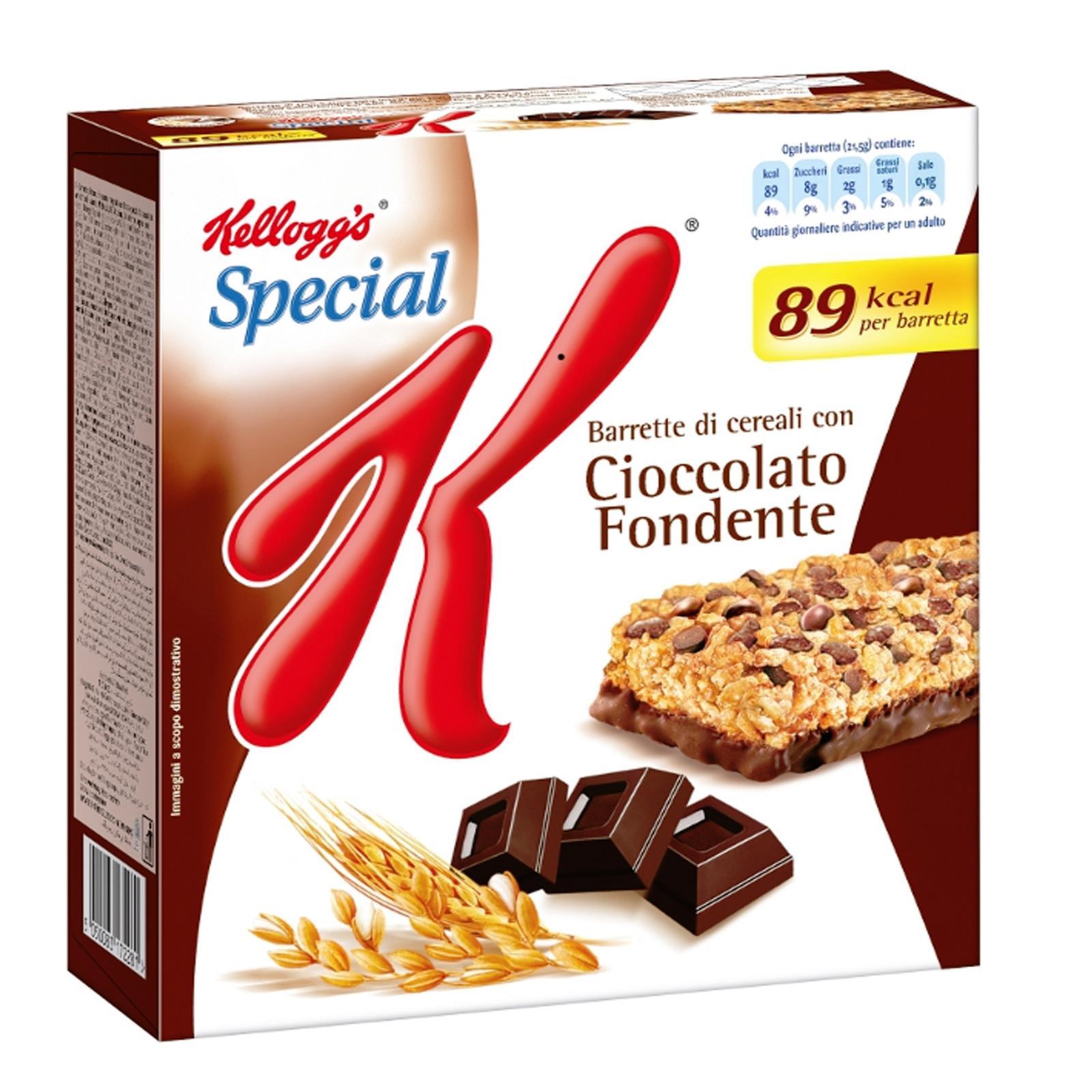 6 x KELLOGG'S SPECIAL K AL CIOCCOLATO FONDENTE BARRETTE CEREALI SNACK DIETETICO