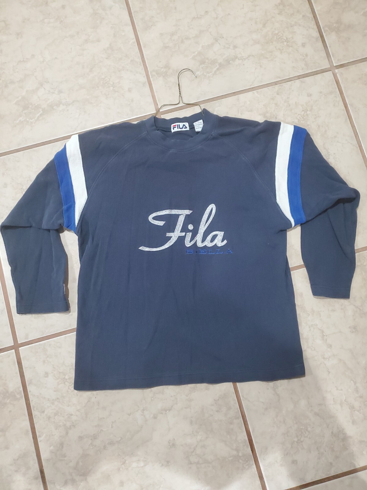 T shirt termica vintage anni '90 FILA Biella taglia M manica lunga blu