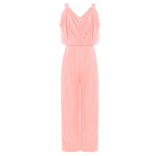 Kids Girls Sling Rompers V Neck Wide Leg Pants Cocktails Bodysuit Back Zipper - Picture 54 of 72
