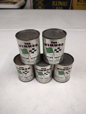 Vintage 5ct The Winner Oil Additive Co. Chicago Gas Additive Paper Label Cans