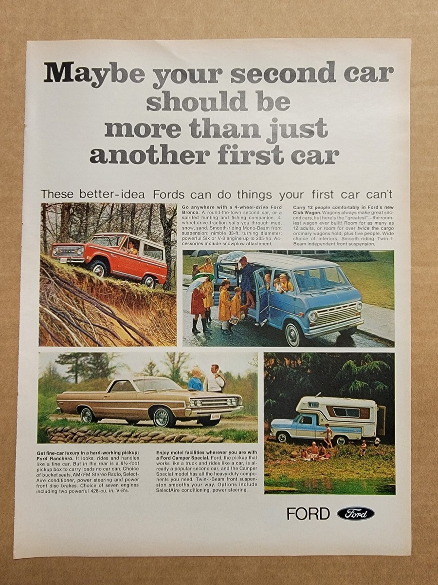 Nostalgic Vintage 1968 Print Ad Advertisement Ford 2nd Car More 