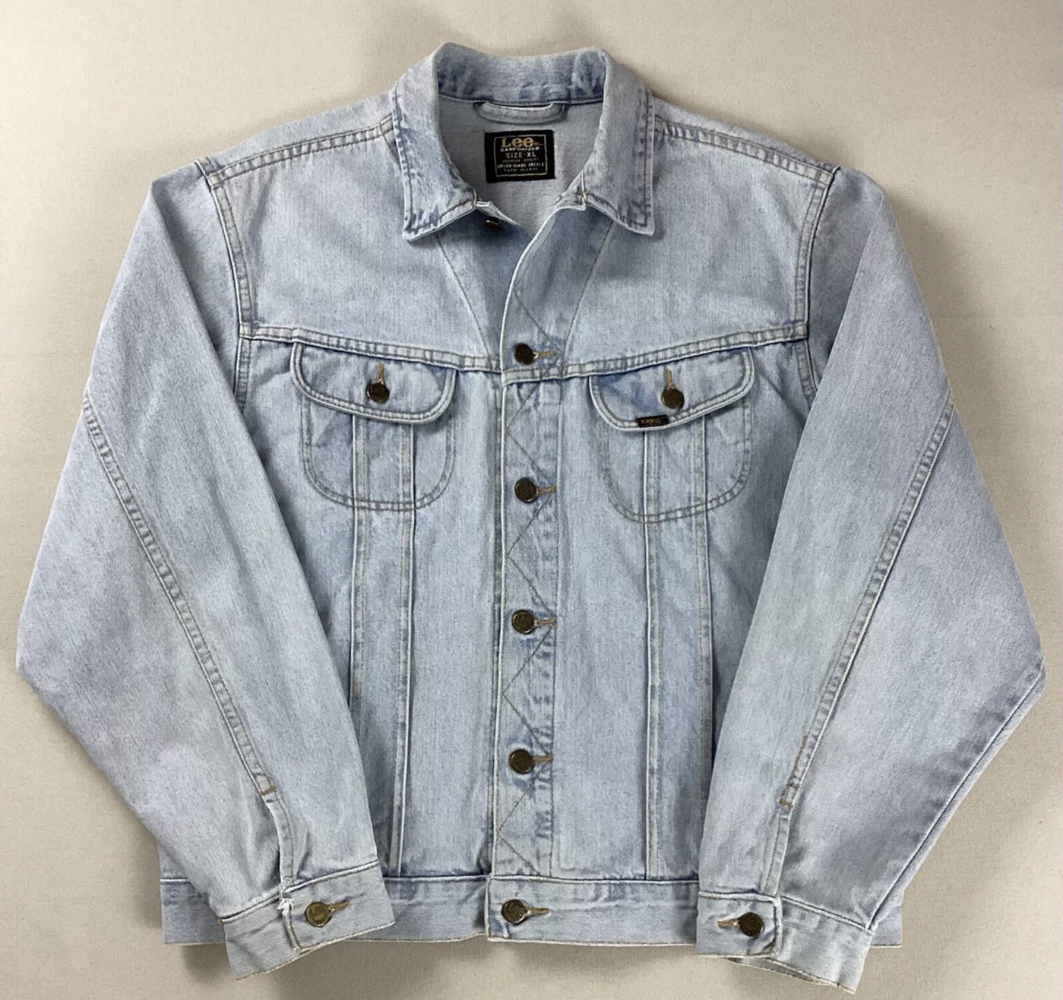 Vintage Lee Rider Denim Trucker Jacket Union-Made Size XL