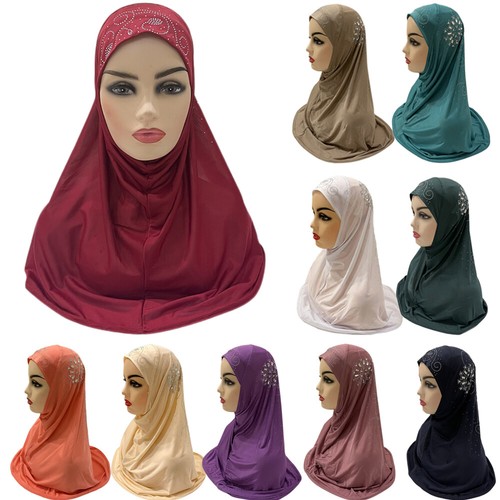 Pull On Wear Instant Women Muslim Hijab Turban Prayer Shawl Burqa Arab Headscarf - Picture 11 of 83