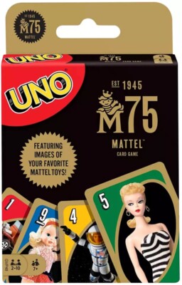  UNO MATTEL 75th ANNIVERSARY CARD GAME SEALED. BILDER KLASSISCHES MATTEL SPIELZEUG