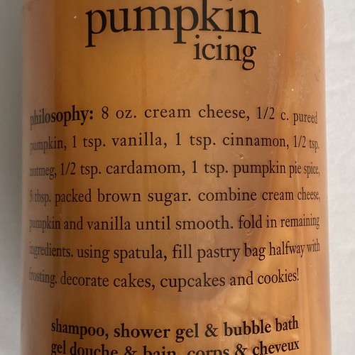 Neu, versiegelt Philosophy Pumpkin Icing Shampoo, Duschgel und Schaumbad 16 Oz. - Bild 2 von 5