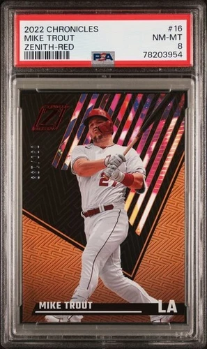 2022 Panini Chronicles Zenith #16 Mike Trout PSA 8 RED /199 Los Angeles Angels