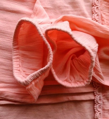 True Craft Top Girls Xl Long Sleeve Peach Ruffle Lace Pleated - Picture 9 of 14
