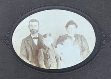 Antique Cabinet Card Photo Family Group Portrait Photograph Father Mother Kids