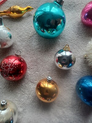Ancienne Boule De Noël En Verre épais Rouge/orange - Déco Vintage églomisée