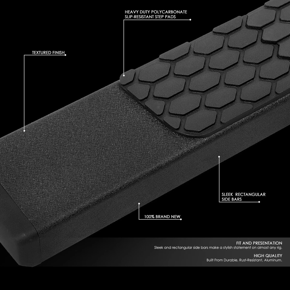 For 2019-2022 Ram 1500 Crew Cab 5" Flat Side Step Nerf Bar Running Board Black - Image 2 of 4