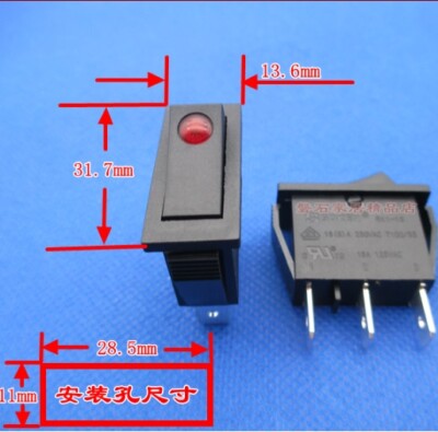 SOKEN RK1-15 Rocker Switch 16A 125/250VAC T100/55 3 Pins 2 Positions Maintained
