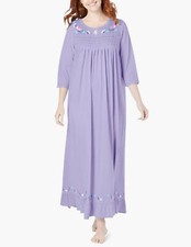 Only Necessities Plus Size Soft Iris 3/4 Sleeves Smocked Nightgown Size 4X-34/36