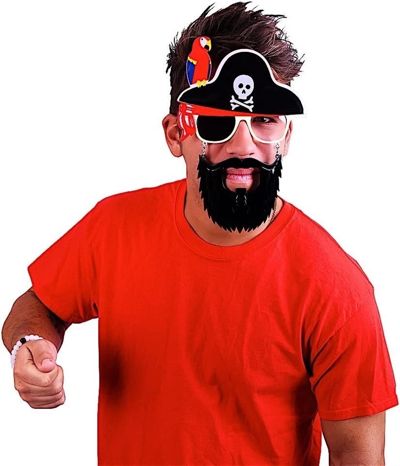 Set of 2 Sunstaches Pirate Beard Sunglasses, Skull & Crossbones, Parrot, Costume - Image 4 of 4