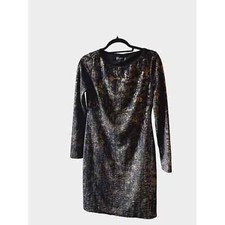 Nine West Size 2 Black and Gold Long Sleeved Dress