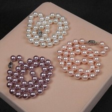 8mm 10mm Natural White South Sea Shell Pearl Necklace Elegant Beads Jewelry