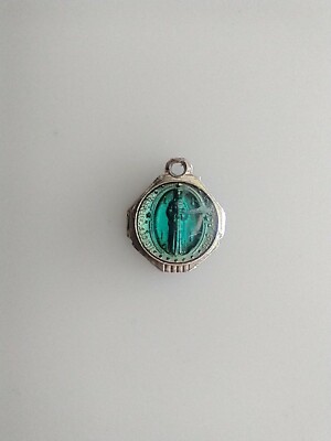 Catholic Vintage Tiny Blue Green Enamel Sacred Heart of Jesus Religious ...
