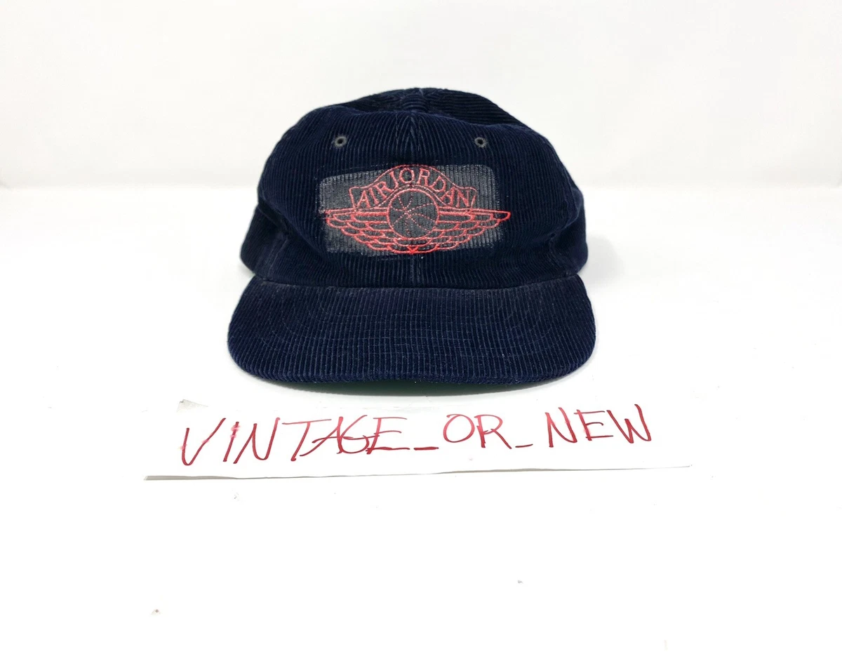 Men’s VTG 80’s 1985 Nike Jordan Corduroy Bred Black Red Snapback Hat Cap