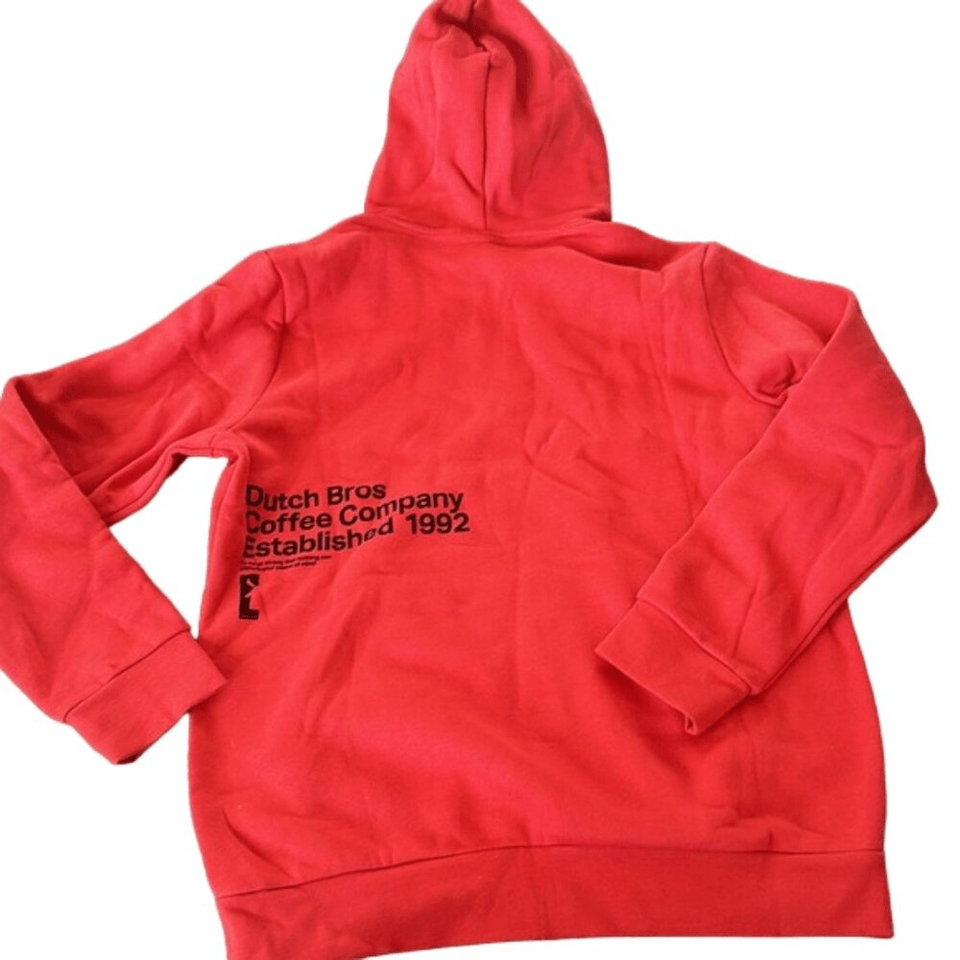 Dutch Bros Always Stoked Full Zip Hoodie Long Sleeve Red Men's Size X