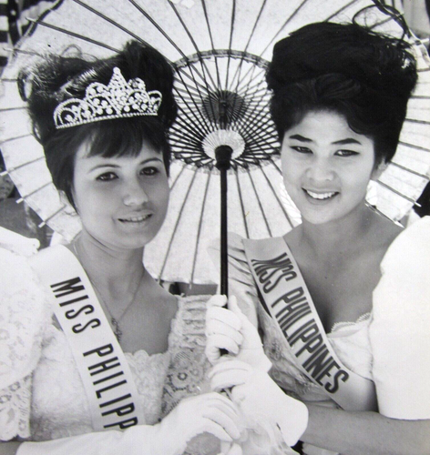 Vintage Miss Philippines Beauty Pageant Photo Crown Sash Gloves 1960-70s