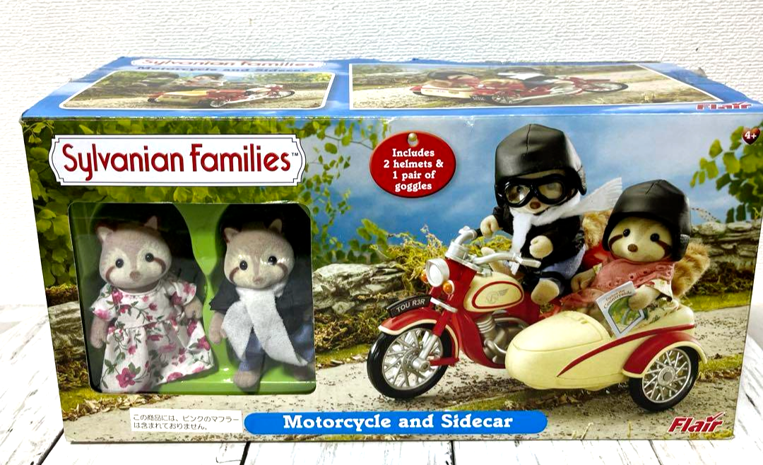 Sylvanian Families Motorcycle and Sidecar Raccoon Doll Rare