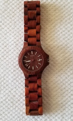 Meku Wooden Date Watch Link Band 7'' Max Size New Battery