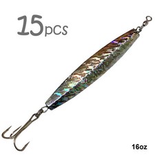 15pcs 16oz Fish WOW!® Diamond Jig Mylar Holographic Laser Treble Hook big game