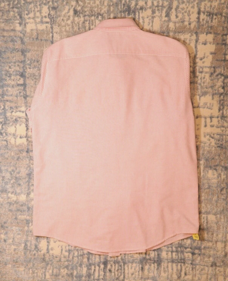 Camisa de Vestir Original Penguin Heritage Calce Ajustado Abotonada Rosa Rayas Talla L Foto 2 de 4