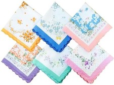 100 Cotton Women's Floral Handkerchiefs Free Shipping Size: 12X12 inch 12 Piece