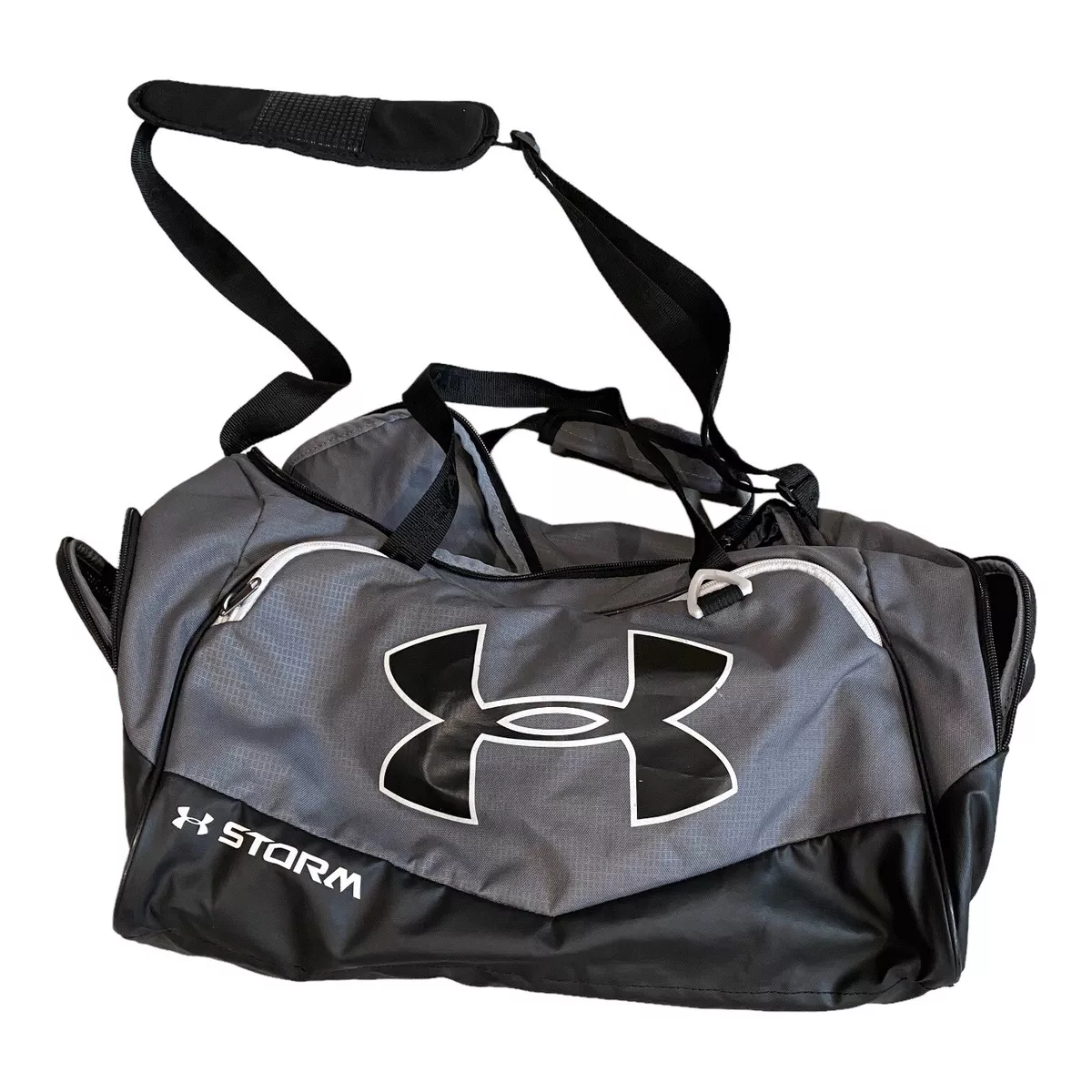 Under Armour Gym Bag Black And White Duffle Logo Strap