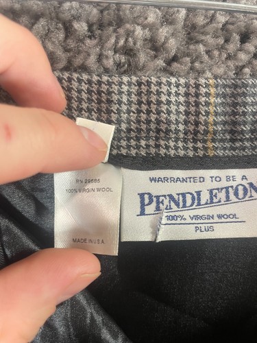 Pendleton A-Line Skirt Women Size 20W Gray White Houndstooth 100% Wool Side Zip - Picture 4 of 14