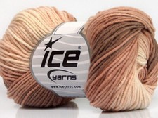 8-Skein Lot Lorena Print Yarn Light Cotton 8x50g/160m Brown Rose Pink