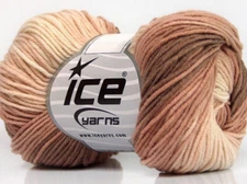 8-Skein Lot Lorena Print Yarn Light Cotton 8x50g/160m Brown Rose Pink