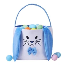 Easter Bunny Baskets for Kids Empty Egg Hunt Bags Rabbit Buckets with Handle ...