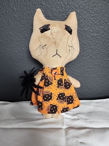 Handmade OOAK Cat Primitive Doll Halloween Cat Stuffed - Picture 1 of 3