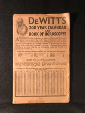 DeWitt's 200 Year Calendar and Book of Horoscopes (Booklet) Early 1900's