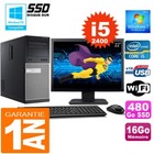 PC tour DELL 7010 Core I5-2400 RAM 16Go Scheibe 480 GB SSD Wifi W7 Ecran 22 "