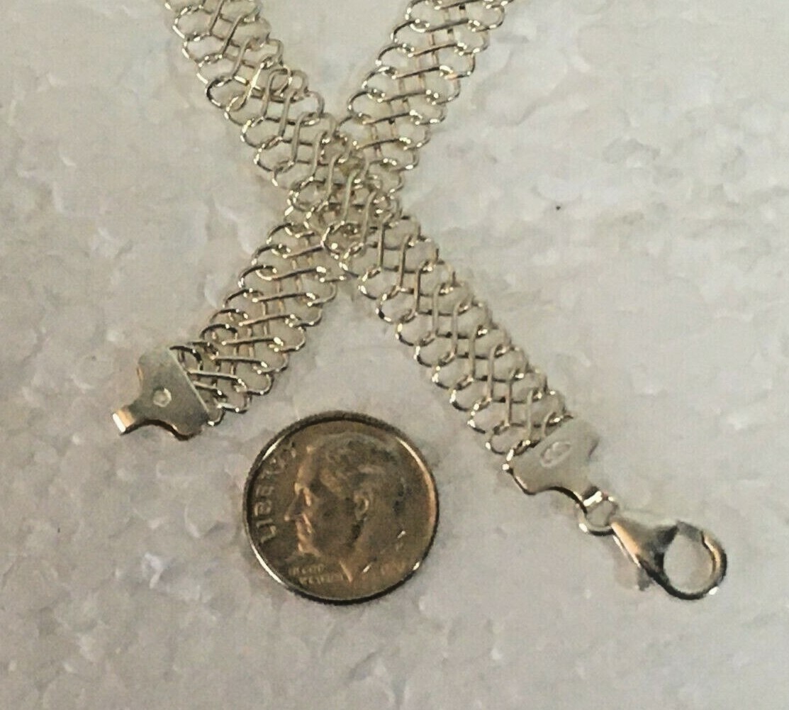 PETITE Solid Sterling Silver 925 FLAT MESH CHAIN … - image 5