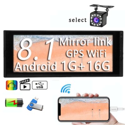 Single 1Din Car Radio Bluetooth 6.9'' Touch Screen GPS WiFi MP5 Player Multimedia