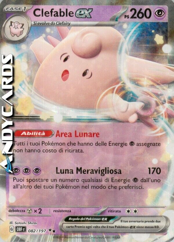 CLEFABLE ex 082/197 • Rara Holo Foil • Ossidiana Infuocata CLEFABLE ex 082/197 • Rara Holo Foil • Ossidiana Infuocata