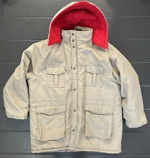 Vintage Westwind Sportswear Tan Made in USA Quilt Lined Large Long Hood Zipper