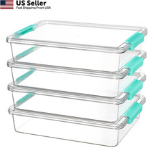 Vtopmart 6 Qt Plastic Storage Bins with Lids, Clear Sensory Bins, 6 Qt, Teal