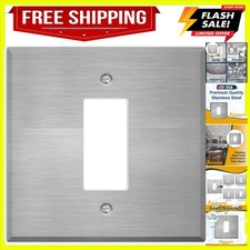Oversized Stainless Steel Outlet Covers, 2 Gang With Single Rocker Switch, 5....