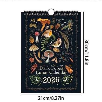 2026 Dark Forest Lunar Calendar - Halloween & Christmas Gift with Mystical