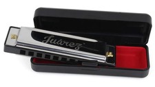 Juarez Harmonica Key C Diatonic Blues Mouth Organ 10 Hole Silver with Case