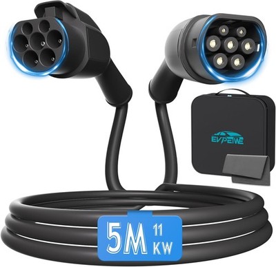 Typ 2 EV Ladekabel Verlängerungskabel, 5M 11KW/16A 3 Phase für IEC-62196 EVs