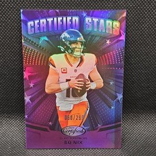 2025 Panini Certified #CST-BNX Bo Nix Certified Stars Mirror Purple #/299