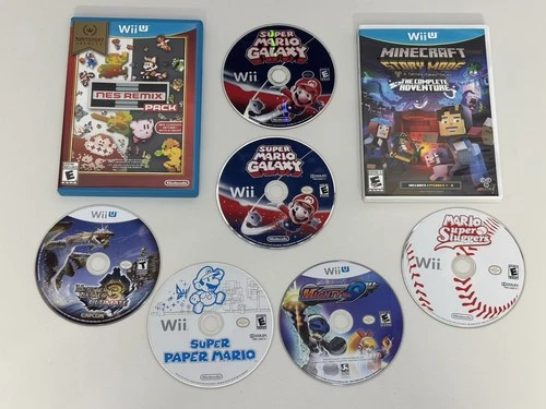 Nintendo Wii U Lot Video Game NES Remix Pack Mario Loose Disc Mixed Bundle