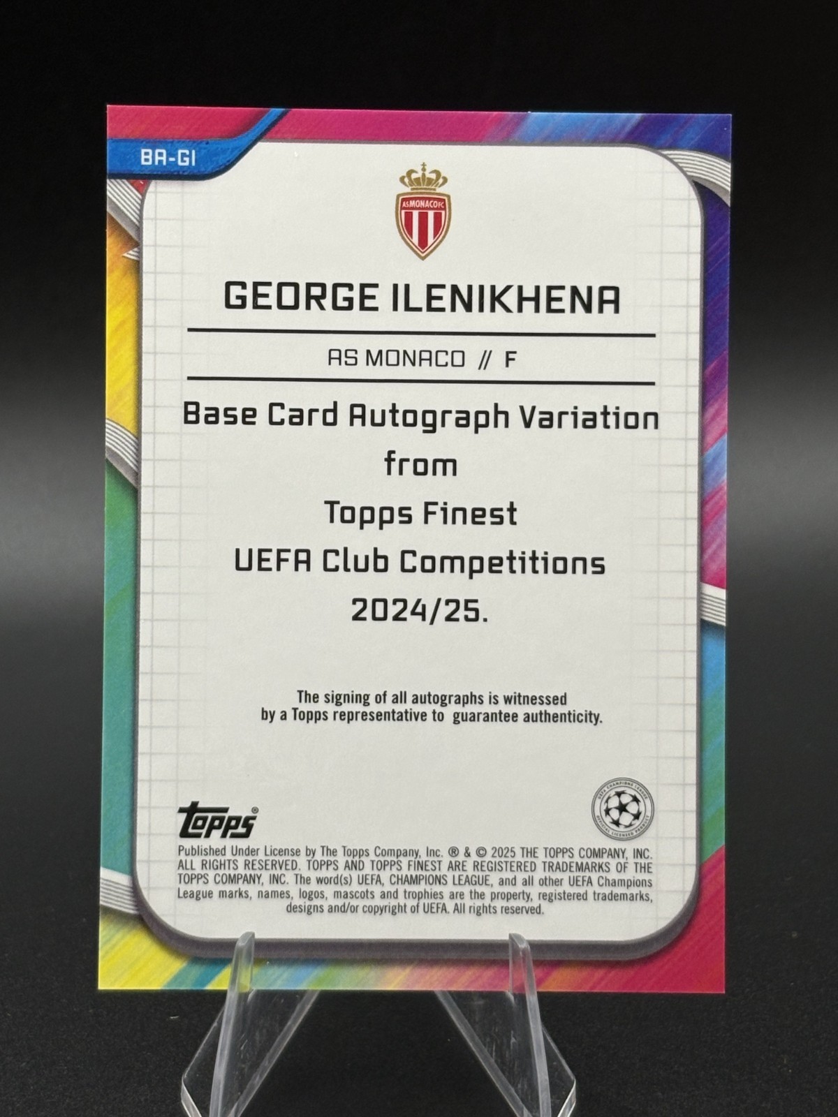 George Ilenikhena 2024-25 Finest UCC Rookie RC Auto Autograph #BA-GI view 2