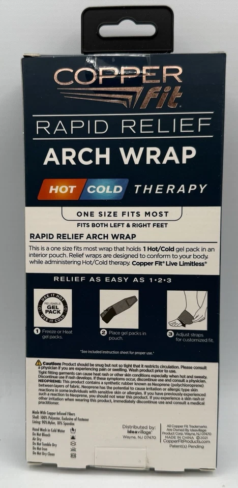 Copper Fit Unisex Arch Rapid Relief Plus with Gel Pack, Adjustable Fit One Size - Image 4 of 4